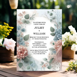 Convites De Casamento Azul Eucalyptus Lace Tulle Pastel Dus