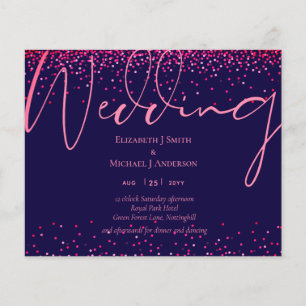 Convites de Casamento Azul Marinho e Rosa Neon
