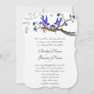 Convites de Casamento Azul Real dos Bluebirds Vint