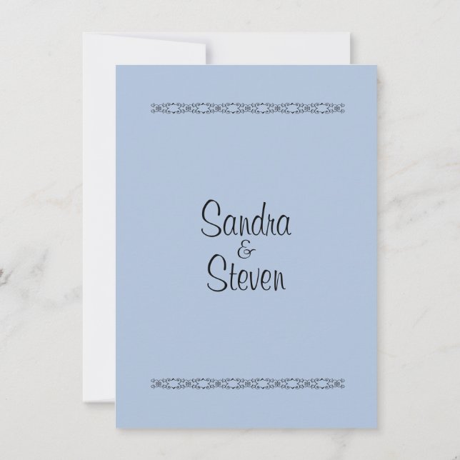 Convites de Casamento Azul Sólido (Verso)