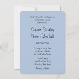 Convites de Casamento Azul Sólido