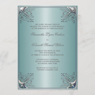 Convites de Casamento Azul Verde Branco