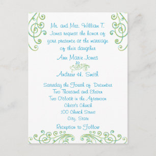 Convites de Casamento Baratos Azuis e Verdes em Fo