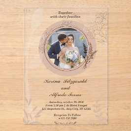 Convites de casamento Beige Elegant Photo em acríl