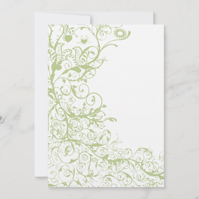 Convites de Casamento Birds & Swirls Hydrangea Ver (Frente)