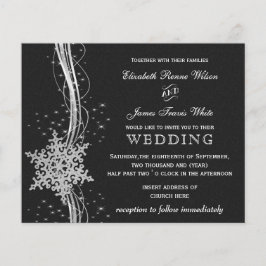Convites de casamento Black Silver Snowflake
