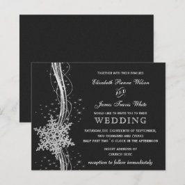 Convites de casamento Black Silver Snowflake