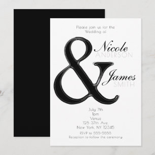 Convites de Casamento Black & White Ampersand Chic
