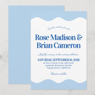 Convites de Casamento Blue Wavy Cabana