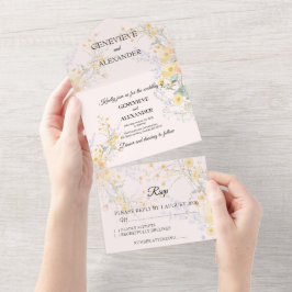 Convites de Casamento Blush Peach Wildflowers All