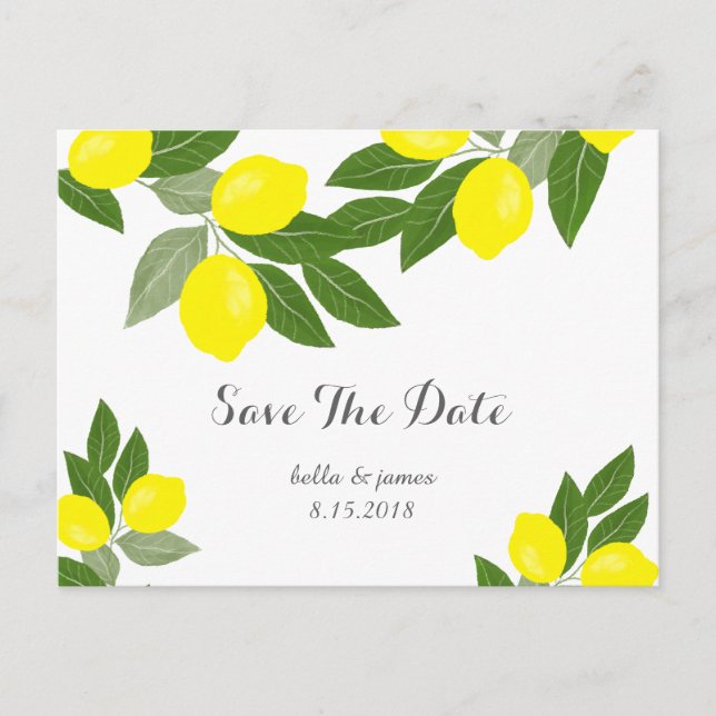 Convites de casamento Boho Lemon Save The Date (Frente)