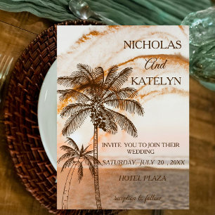 Convites de Casamento Boho Tropical de Praia IMPRE
