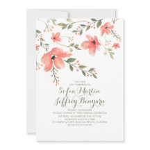 Convites De Casamento Botânico Floral Por Aquarela