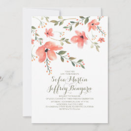 Convites De Casamento Botânico Floral Por Aquarela