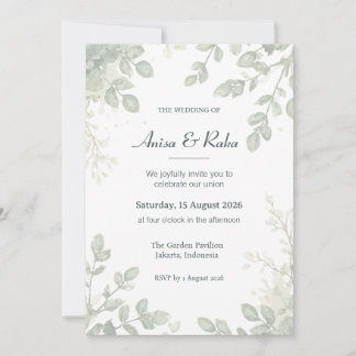 Convites de Casamento Botânicos Aquarela Romântico