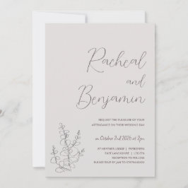 Convites de casamento botânicos minimalistas beges