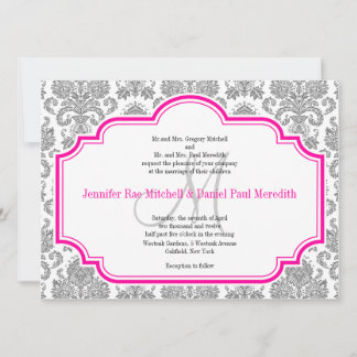 Convites De Casamento Branco Rosa Quente, Balck Da