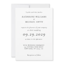 Convites de Casamento Brancos Elegantes Atemporais