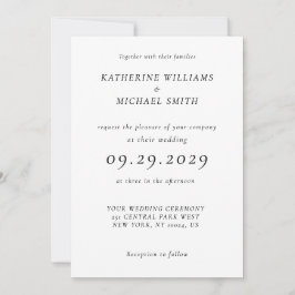 Convites de Casamento Brancos Elegantes Atemporais