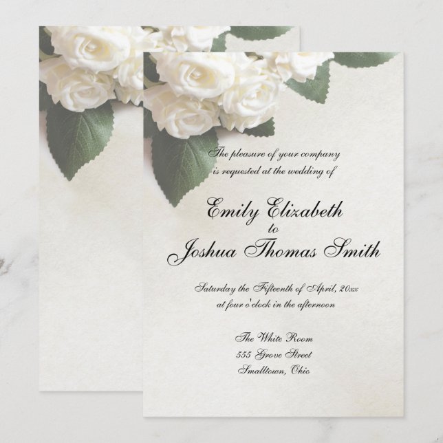 Convites de Casamento Brancos Modernos Personalizá (Frente/Verso)