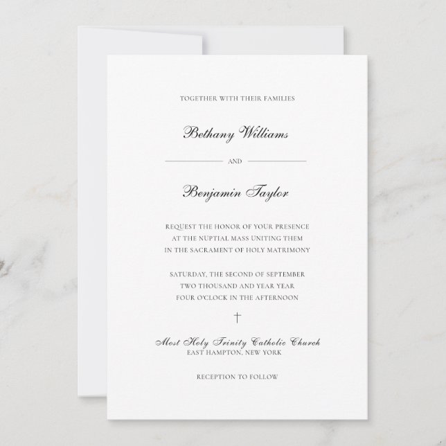 Convites de Casamento Católicos Bethany com RSVP (Frente)