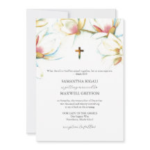 Convites de Casamento Católicos com Flores em Aqua