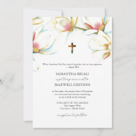 Convites de Casamento Católicos com Flores em Aqua
