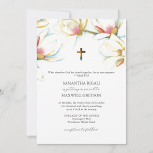 Convites de Casamento Católicos com Flores em Aqua