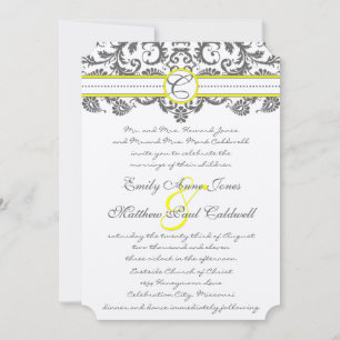 Convites de Casamento Cinza Carvão e Amarelo