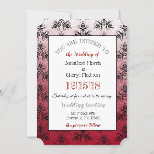 Convites de Casamento Clássico Burgundy Black Dama