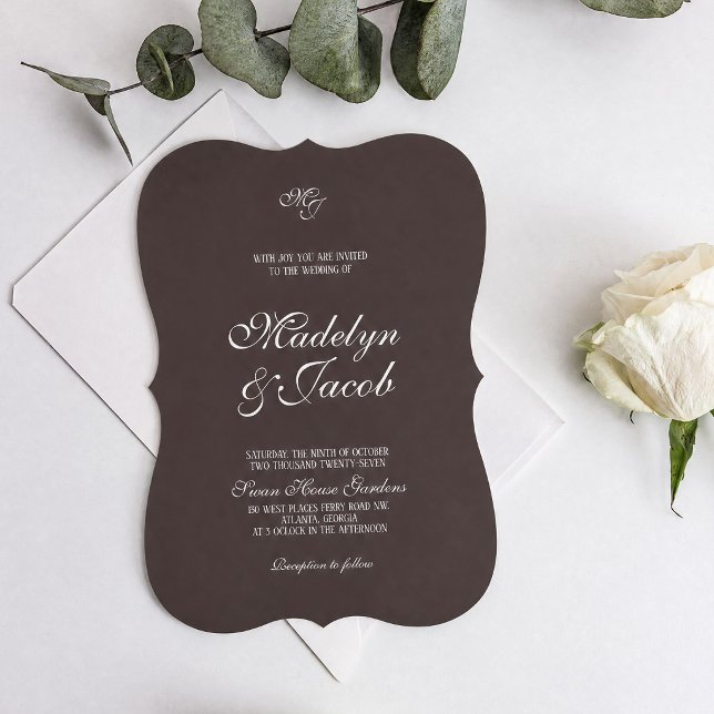 Convites de casamento clássicos marrons (Criador carregado)