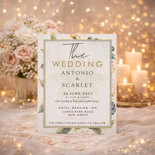 Convites de Casamento Código QR Elegante e Minimal (The Wedding invitation elegant  classic minimalist)