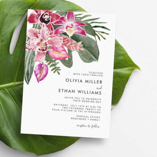 Convites de Casamento Coloridos Tropicais (Colorful Tropical Floral Wedding Invitations by Painted Paperie)