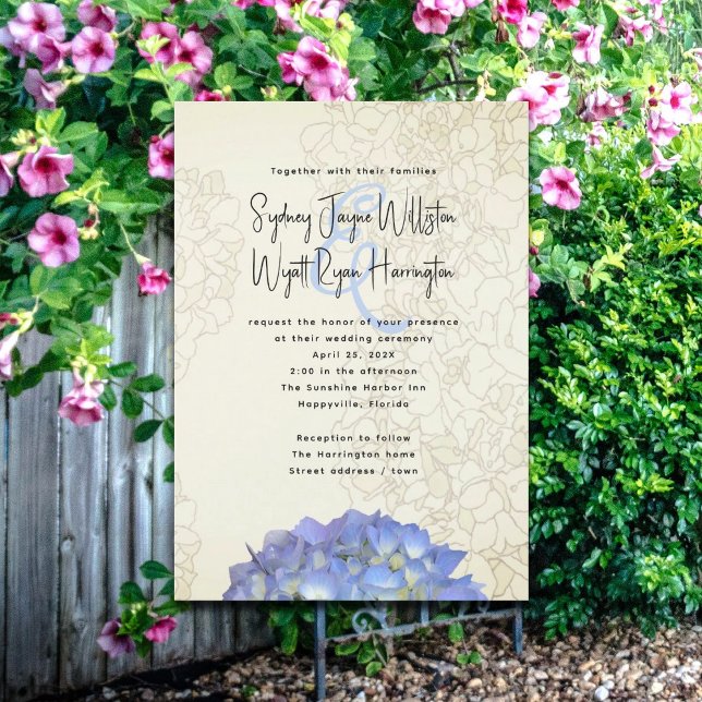 Convites de Casamento com Arte Floral Lua Azul (Criador carregado)