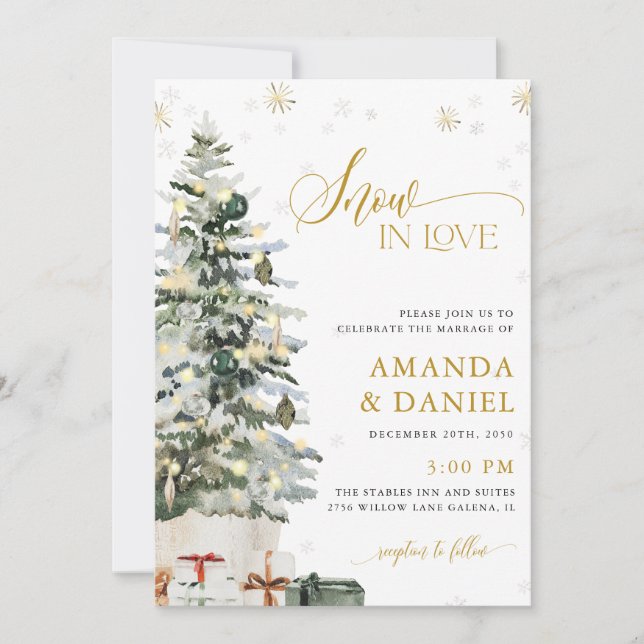 Convites de Casamento com Árvore de Natal (Frente)