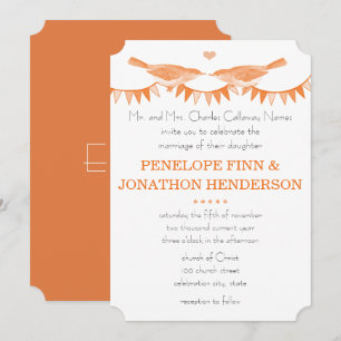 Convites de Casamento com Bunting de Pássaros Vint