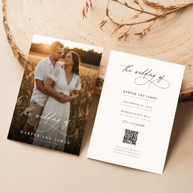 Convites de Casamento com Código QR de Foto com Ro (Criador carregado)