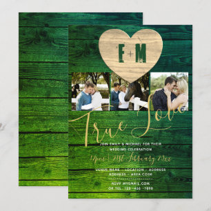 Convites de Casamento com Colagem de Fotos Rústica