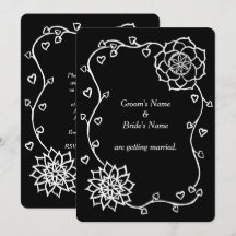 Convites de Casamento com Corações de Flores Branc