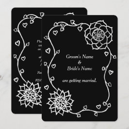 Convites de Casamento com Corações de Flores Branc