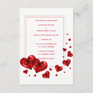 Convites de Casamento com Corações Vermelhos