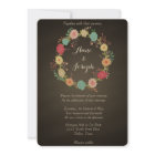 Convites de casamento com coroa floral em quadro n
