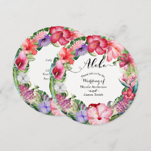 Convites de Casamento com Coroa Floral Tropical Al