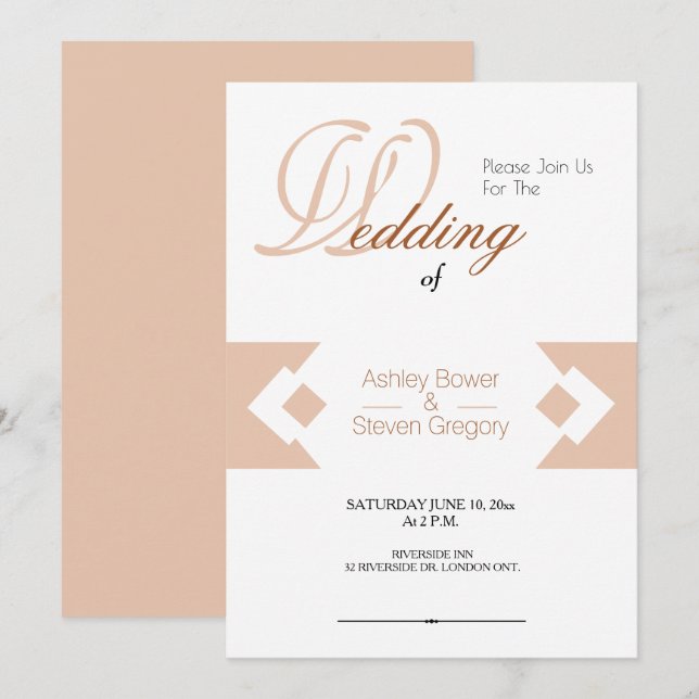 Convites de Casamento com Desenho de Diamante (Frente/Verso)