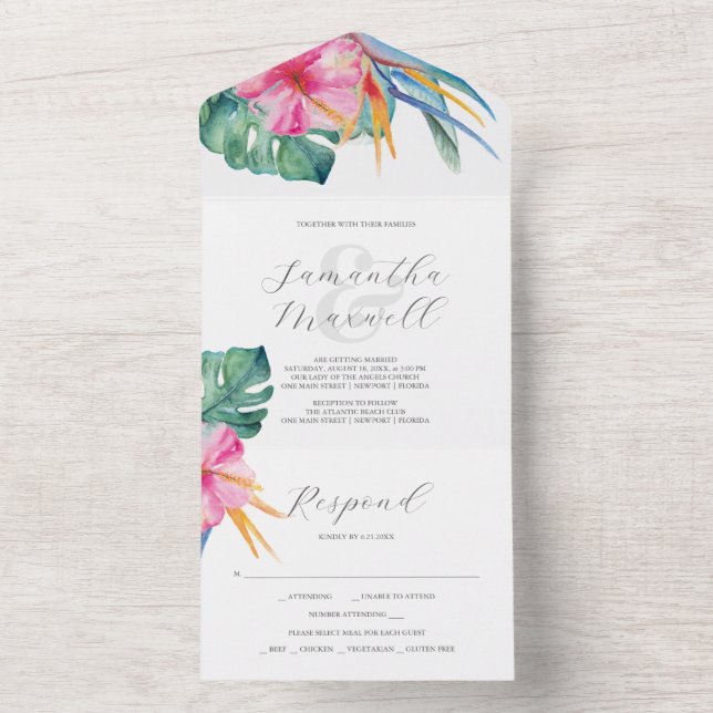 Convites de Casamento com Destino de Cartão RSVP (Inside)