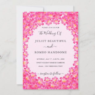 Convites de Casamento com Flores Cor-de-Rosa em Mo