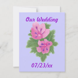 Convites de Casamento com Flores de Gerânio Rosa R