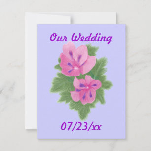 Convites de Casamento com Flores de Gerânio Rosa R