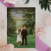Convites de Casamento com Foto & Acentos de Folha