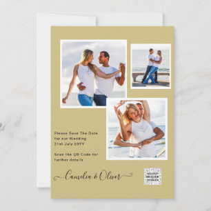 Convites de Casamento com Foto Dourada Código QR S